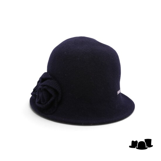 seeberger cloche wool knitted flower black