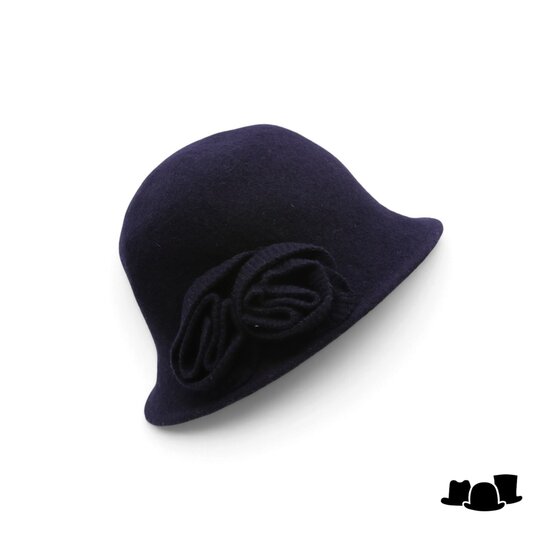 seeberger cloche wool knitted flower black