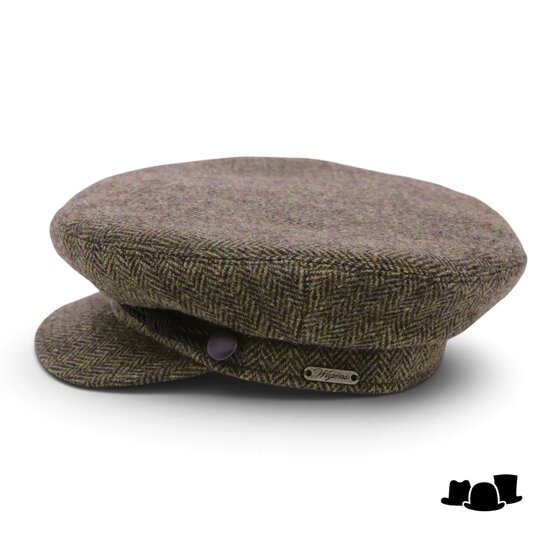 wigens fisherman cap wol visgraat olive