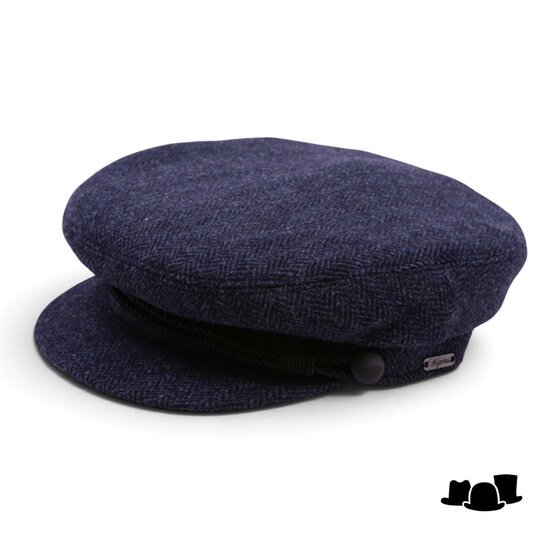 wigens fisherman cap wol visgraat navy