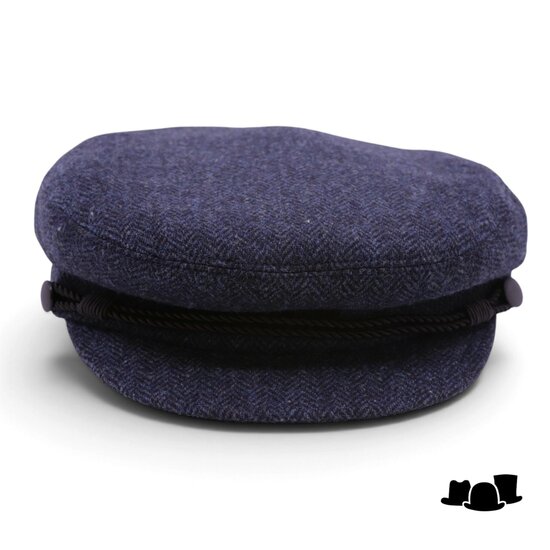 wigens fisherman cap wol visgraat navy