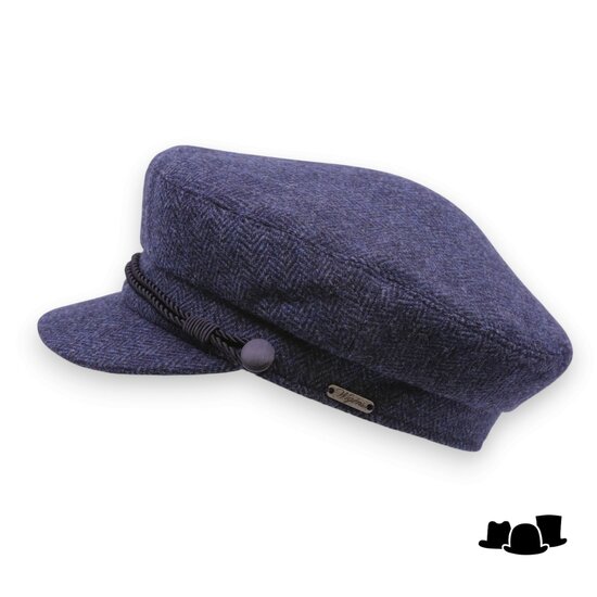wigens fisherman cap wol visgraat navy