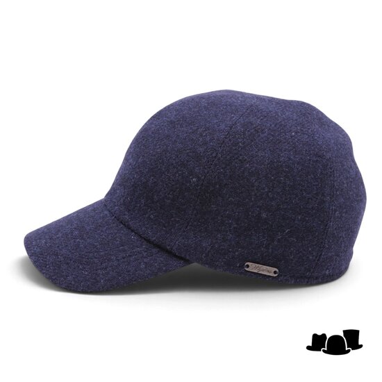 wigens baseball classic cap wol met oorklep navy melange