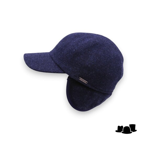 wigens baseball classic cap wol met oorklep navy melange