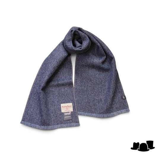 city sport sjaal harris tweed visgraat spikkel blauw