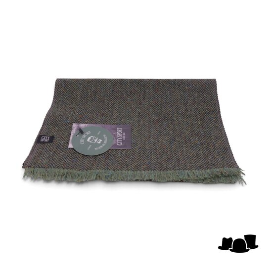 city sport sjaal donegal tweed visgraat donkergroen multi