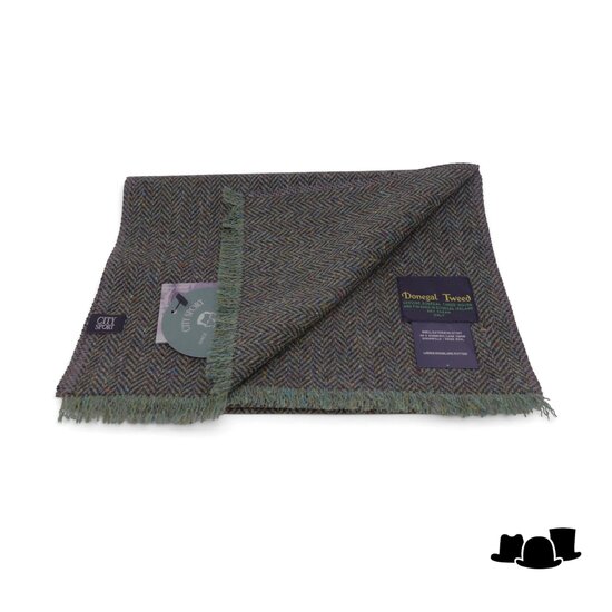 city sport sjaal donegal tweed visgraat donkergroen multi