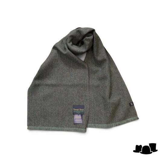 city sport sjaal donegal tweed visgraat donkergroen multi