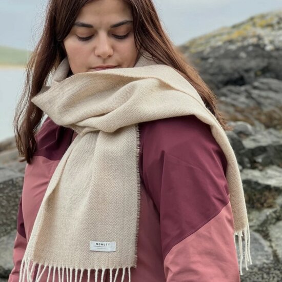mcnutt of donegal irish wool scarf visgraat basswood
