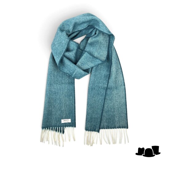 mcnutt of donegal irish wool scarf visgraat kingfisher