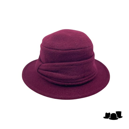 seeberger cloche softvilt boiled wool strik burgundy