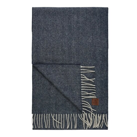 wigens scarf wool herringbone navy 