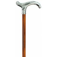 gastrock wandelstok silber derby aluminium hout kersen bruin 