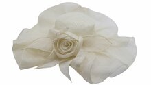 jos van dijck gelegenheidshoed plisse rand roos sinamay ivory