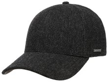 stetson baseballcap wool herringbone antraciet