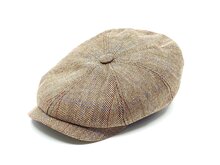 stetson newsboy cap hatteras silk herringbone check lightbrown