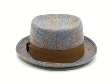 alfonso d este pork pie jazz hoed linnen zijde mix check grijs roest