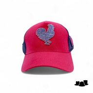 made in mato trucker cap rooster red black