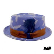 alfonso deste pork pie katoen broderie katoenmix blauw wit