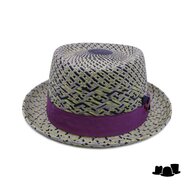 alfonso deste pork pie panama 2tone blauw en salie groen