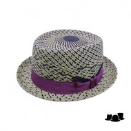 alfonso deste pork pie panama 2tone blauw en salie groen