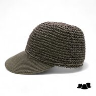 seeberger visor cap crochet papierstro olijf groen