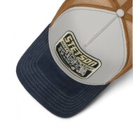 stetson trucker cap heavy weight tan and blue