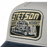 stetson trucker cap heavy weight tan and blue