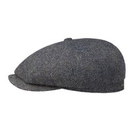 stetson newsboy cap hatteras woolrich herringbone blauw beige 