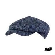 wigens newsboy retro cap magee wool herringbone blue