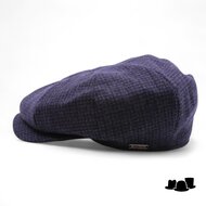 wigens newsboy retro cap wool check anthracite blue
