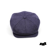 wigens newsboy retro cap wool check anthracite blue