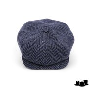 wigens newsboy retro cap magee wool herringbone blue