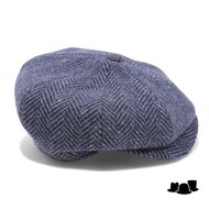 wigens newsboy retro cap magee wool herringbone blue