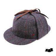 alfonso deste deerstalker sherlock wol visgraat ruit grijs