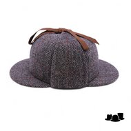alfonso deste deerstalker sherlock wol visgraat ruit grijs