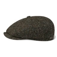 stetson newsboy cap hatteras garage harris tweed olive black