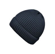 fiebig beanie met omslag merino wol marine