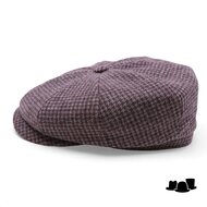 stetson hatteras newsboy cap wool cashmere houndstooth grey brown