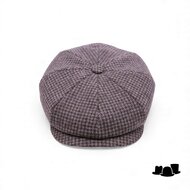 stetson hatteras newsboy cap wool cashmere houndstooth grey brown