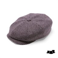 stetson hatteras newsboy cap wool cashmere houndstooth grey brown