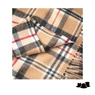 john hanly merino luxury wool scarf classic camel tartan