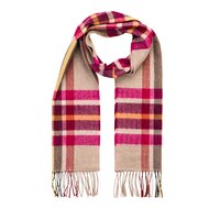 john hanly merino luxury wool scarf pink wine orange stone check 