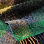 john hanly irish cashmere and merino scarf green denim charcoal herringbone block