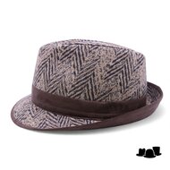 jos van dijck trilby wolmix grof visgraat bruin en beige
