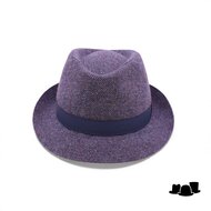 jos van dijck trilby tweed visgraat blauw en bordeaux