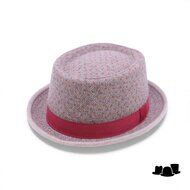 jos van dijck pork pie tweed grijsblauw en rood