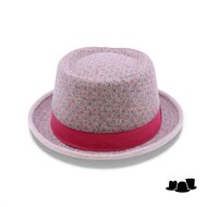 jos van dijck pork pie tweed grijsblauw en rood