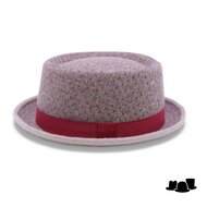jos van dijck pork pie tweed grijsblauw en rood