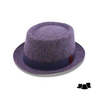 jos van dijck pork pie tweed blauw en bordeaux